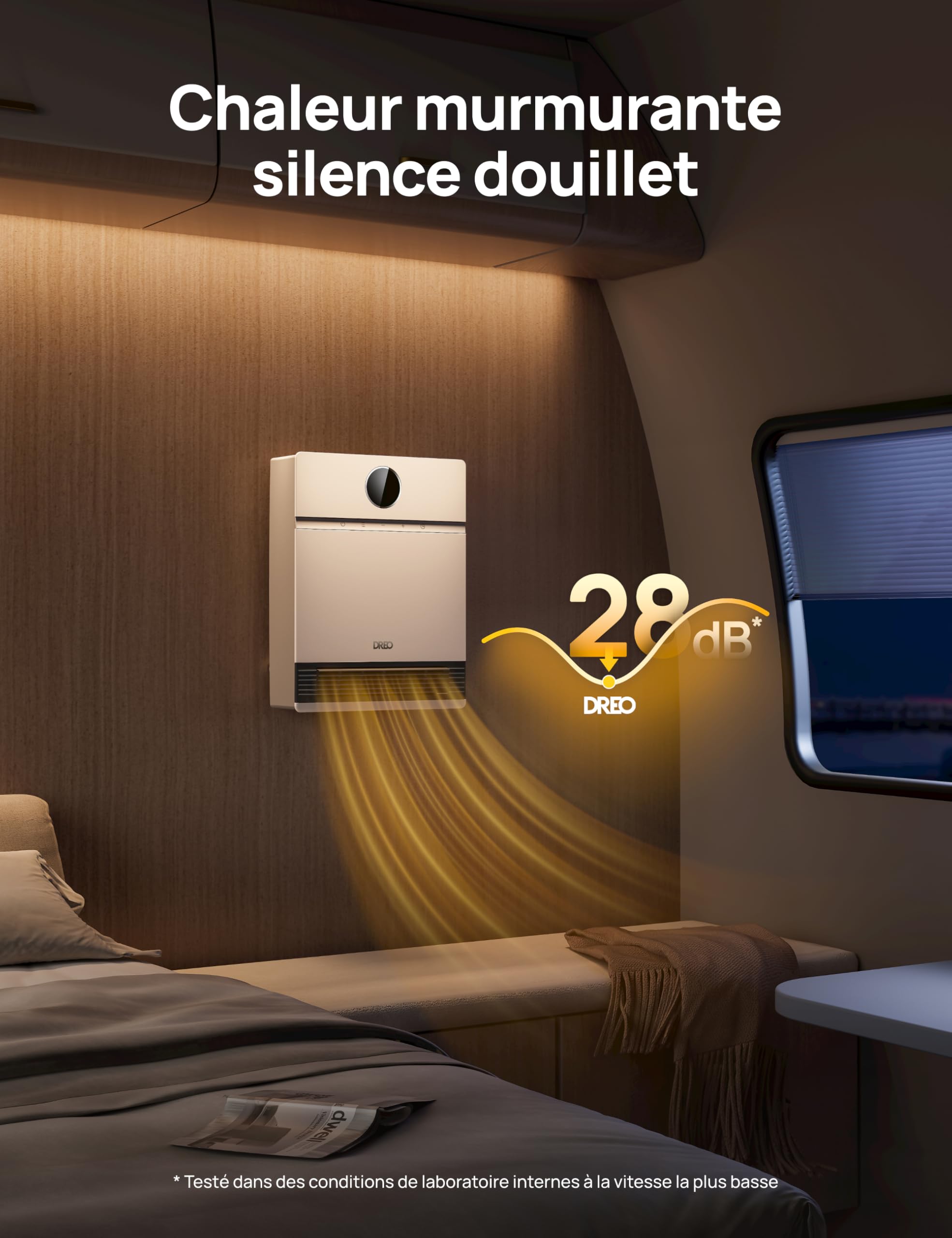 Dreo Intelligent Chauffage d'appoint, Oscillation à 30°, 2000W Chauffage Soufflant Mural, Salle de Bain, Thermostat Réglable, Télécommande, 24H Minuterie, Installation Facile, Compatible avec Alexa