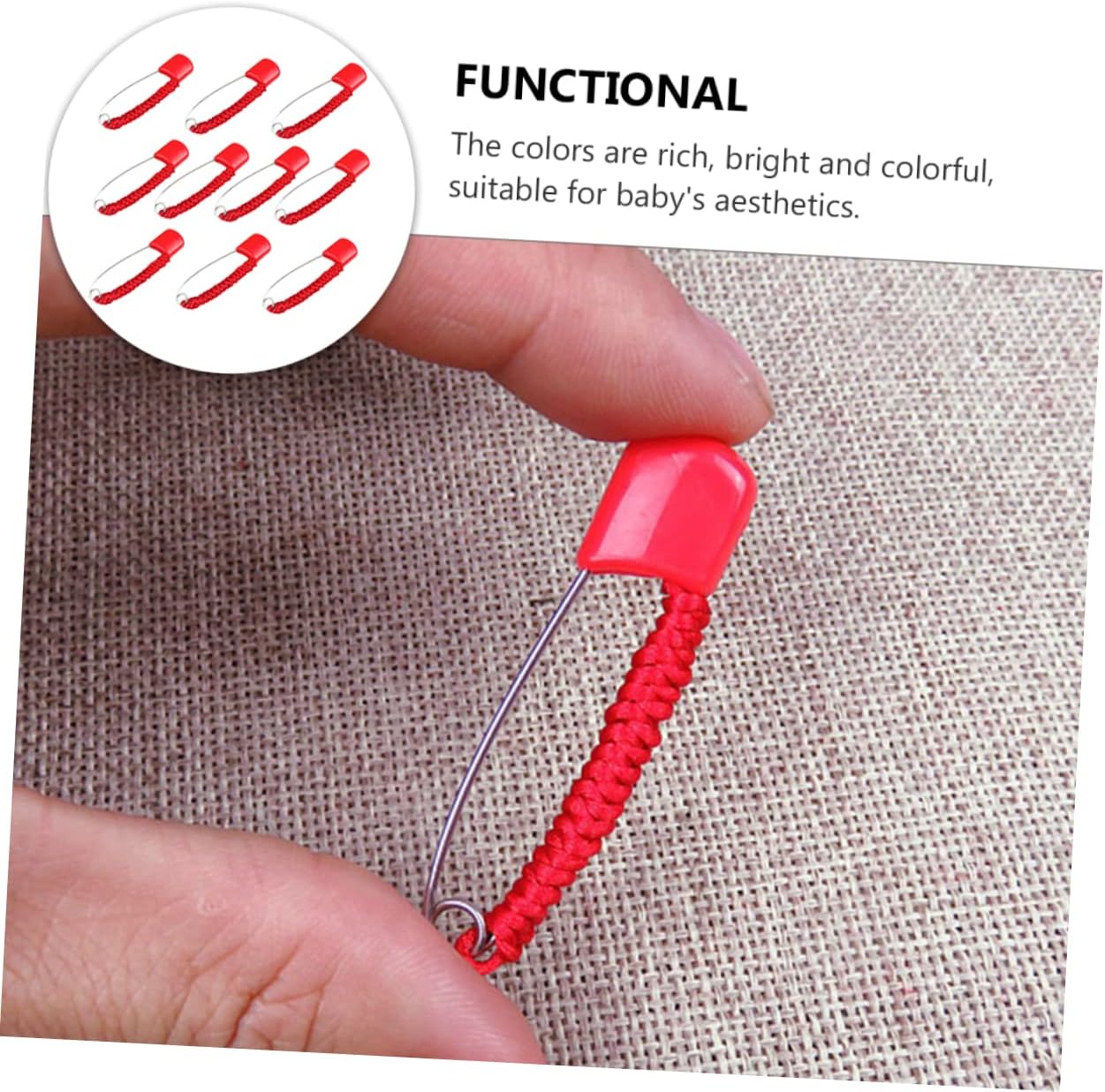 10pcs Baby Pin Red Rope Brooch Quilting Safety Pins Boys and Girls Clothes Pins Safe Comfortable for Infants