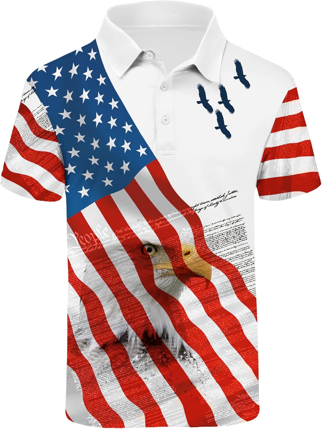 ZITY Men's Flag Golf Polo Shirts Short Sleeve Tactical Collared Shirt Men Outdoor Moisture Wicking Shirts