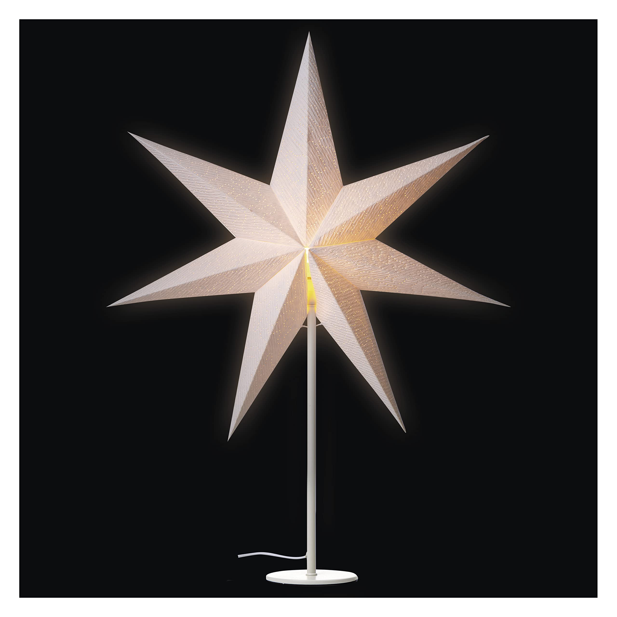 EMOS Papier-Hängelampe Mit Sternmotiv – Weiße Sternlampe Mit E14 Fassung, 60 Cm