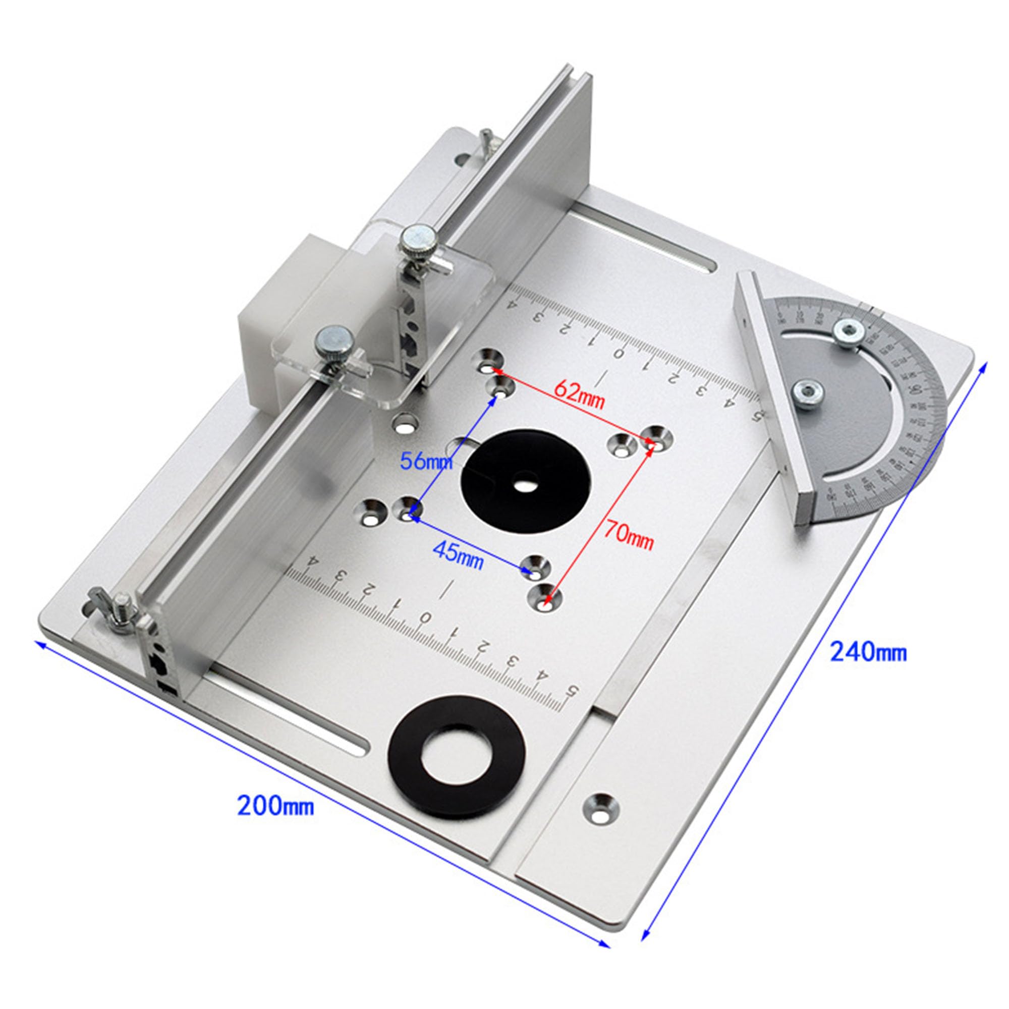 WYFCR Frästischplatten aus Aluminiumlegierung, Werkzeugsätze, Frästisch Einsatzplatte für Holzbearbeitung Tischsäge Multifunktionale Trimmer Gravur Für Holzbearbeitung, DIY(silbrig white)