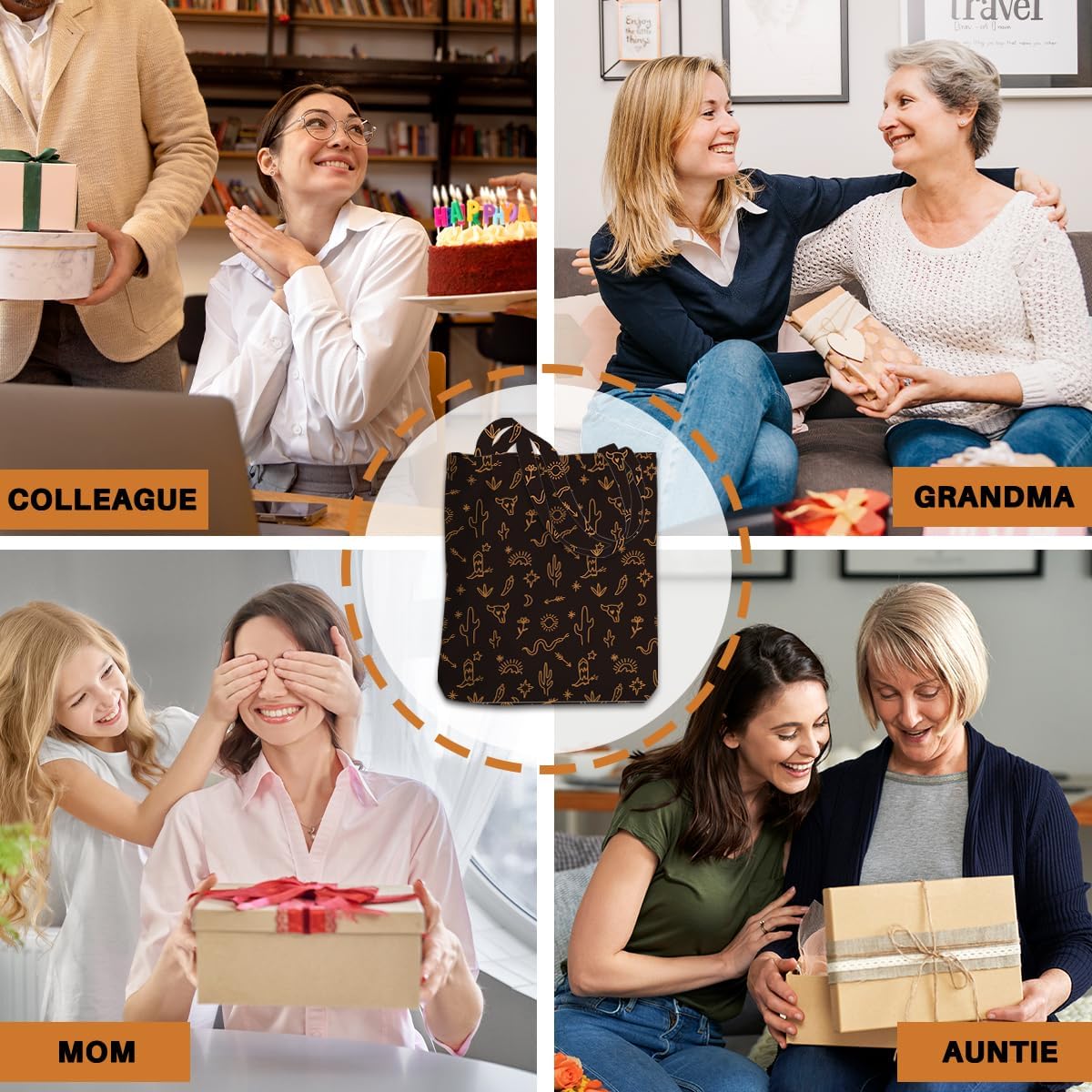 Western Decor Tote Bag for Women Western Stuff Gifts for Women Cowgirl Reusable Grocery Bags for Shopping Halloween - Image 6