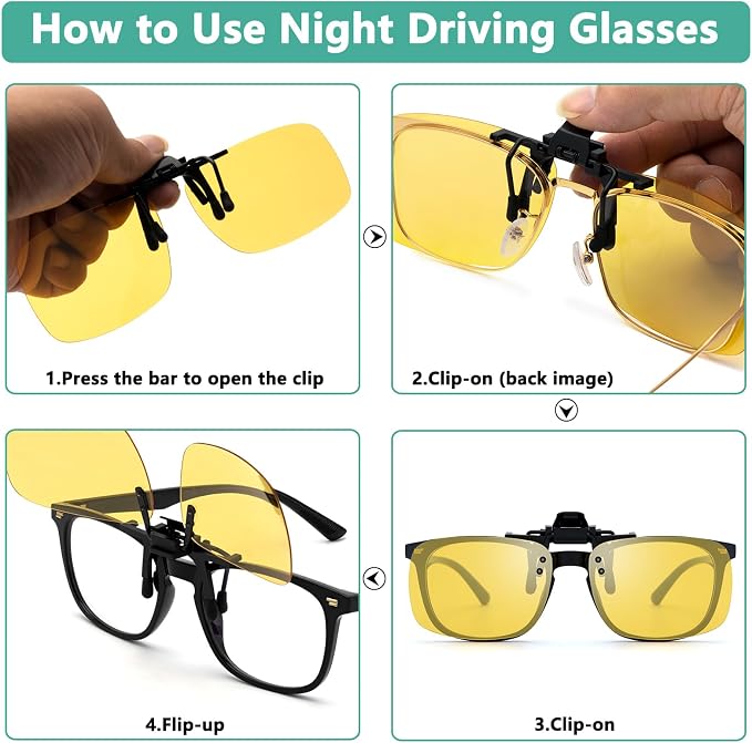 Gafas de conducción nocturna clip on polarizadas 2 unidades miniatura 5