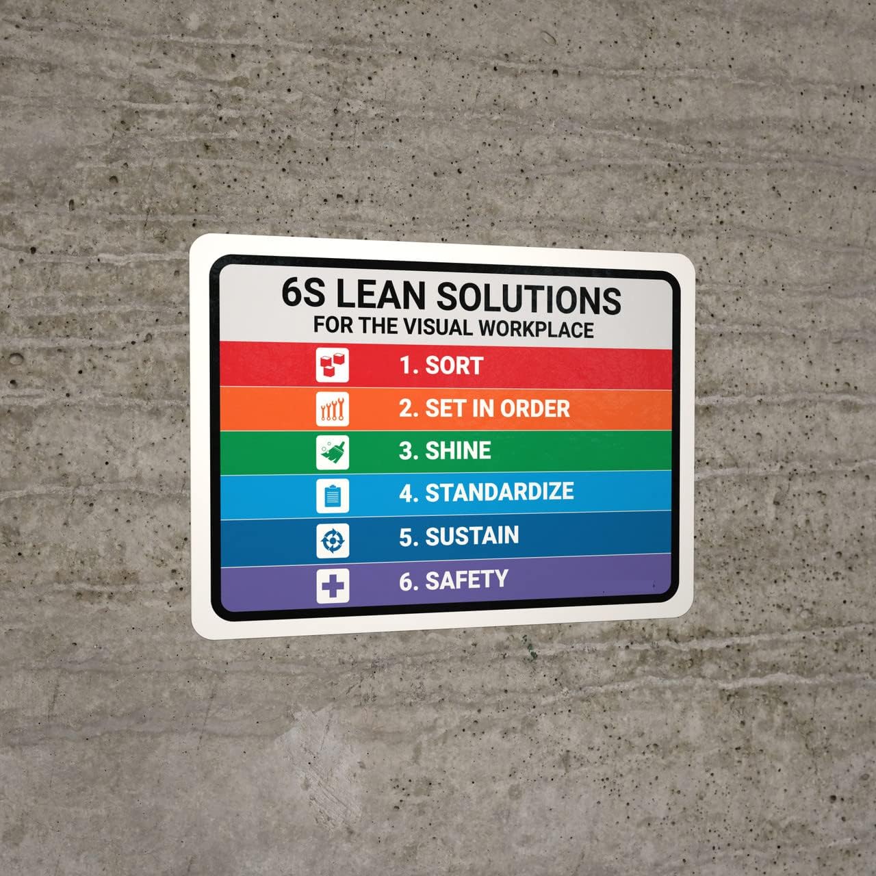 6S Lean Solutions for The Visual Workplace Sign Sticker, PVC Waterproof Sticker