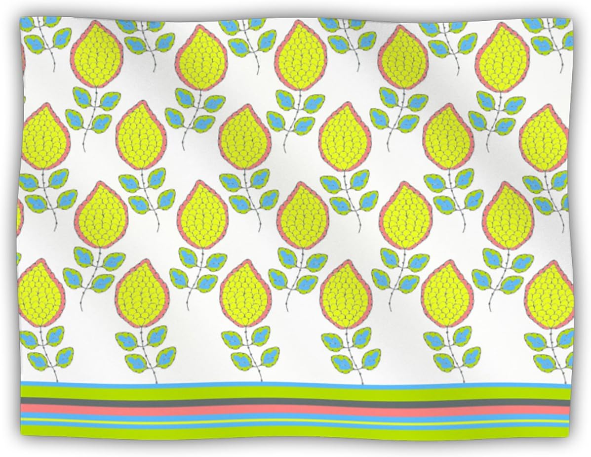 Nandita Singh Yellow Leaves Bright Floral Pet Dog Blanket, 60 by 50-Inch