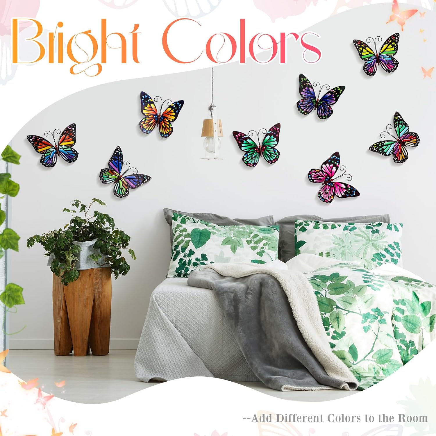 Jetec 8 Pcs Metal Butterfly Wall Decor 6.5 Inch Outdoor Butterflies Wall Art Sculpture 3D Butterfly Hanging Decoration for Spring Outside Fence Garden Yard Home Patio Balcony(Cute Style)