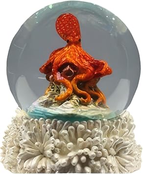 ICE ARMOR 3.25" H Octopus Snow Globe Statue Sculpture Ornament Decoration Home/Room Decor Ideas for Housewarming, Holidays and Birthdays Great Collectible Addition