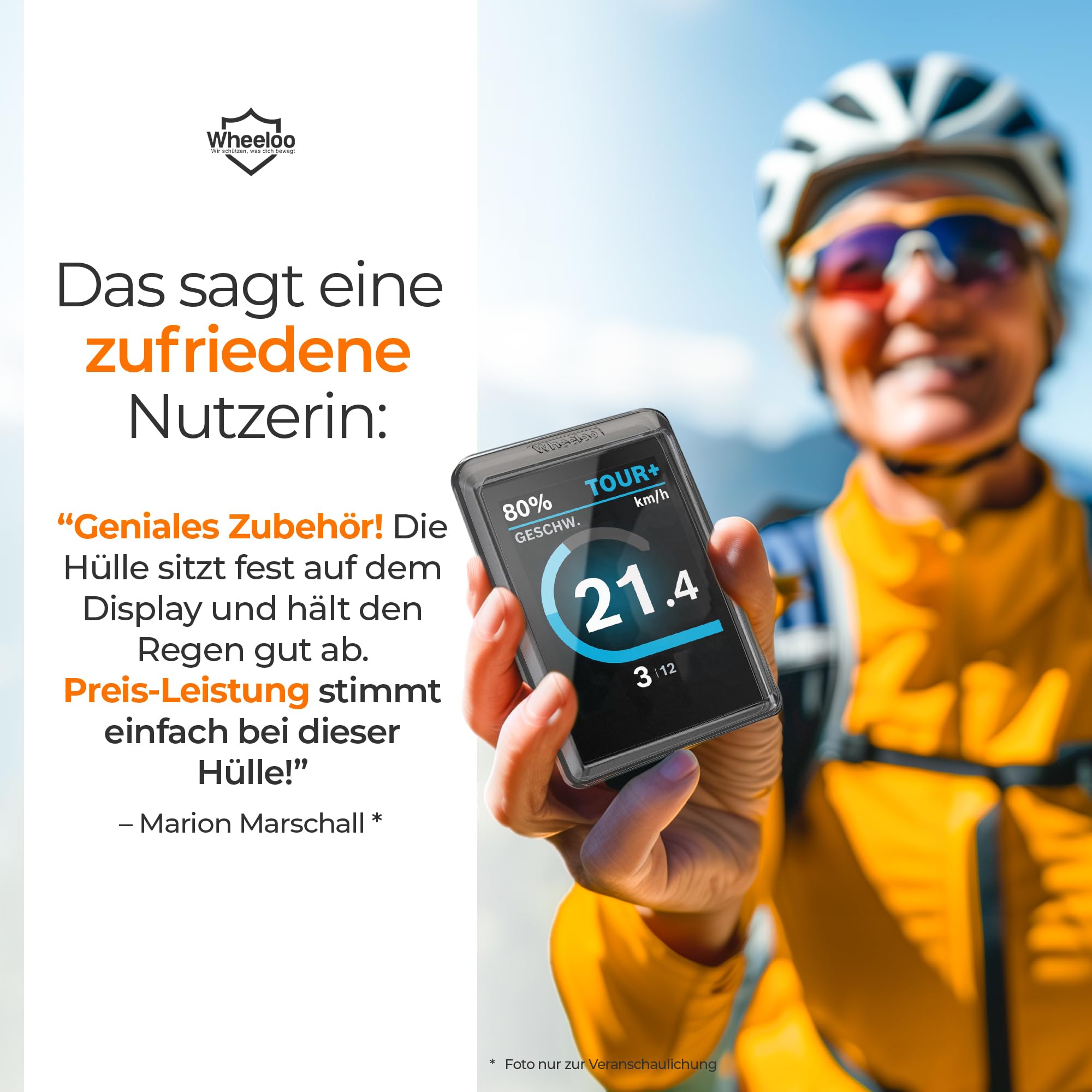 Wheeloo Displayschutz für Bosch Kiox 500 I E-Bike Schutzhülle transparent & wasserabweisend I EBike Display Schutz Set I Zubehör E Bike