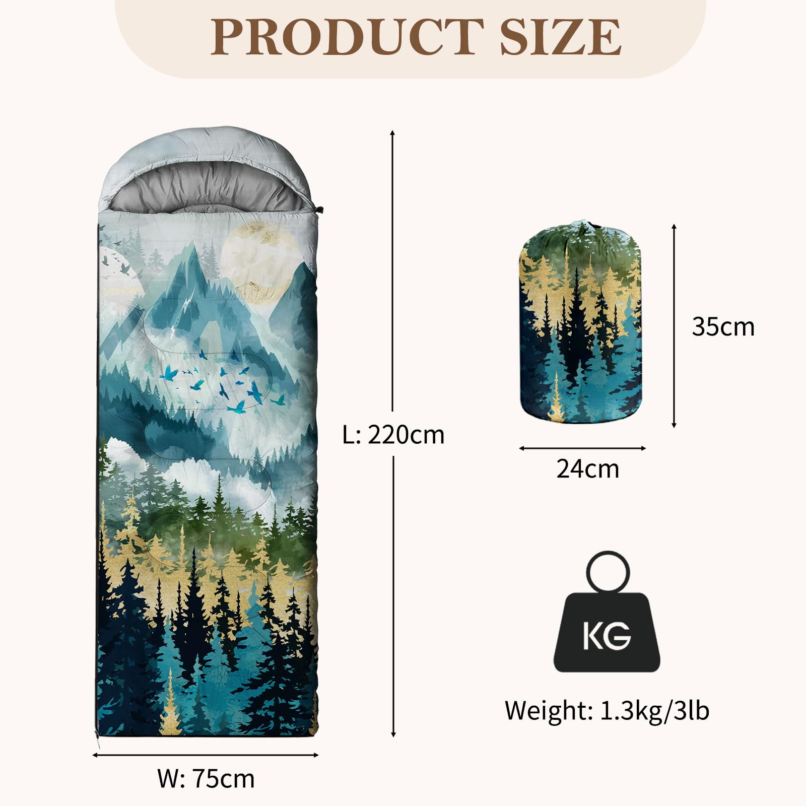 Outdoor Sleeping Bag Compact with Compression Sack for Camping Travel