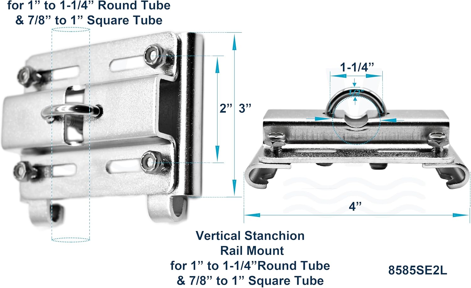 Vinland Marine 304 Stainless Steel Anchor Mount Bracket, Horizontal or Vertical Mount, for Square & Round Tubes, Anchor Holder Boat Anchor Holder, Anchor Bracket Hook