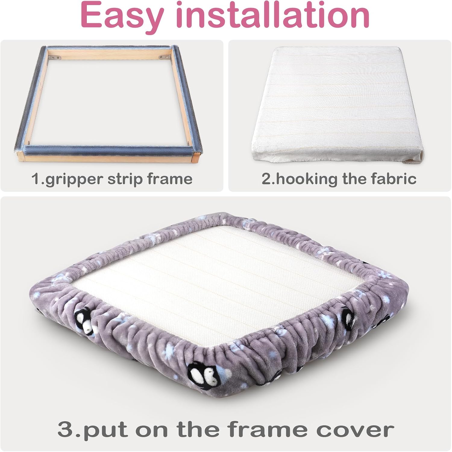 ICZW Gripper Strip Frame Cover Rug Hooking Cover Flannel (for 15.7" x 15.7" Frame)