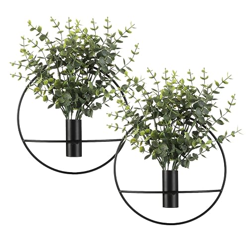 Pretty Jolly Eucalyptus Wall Decor, Metal vase Decoration Greenery Display