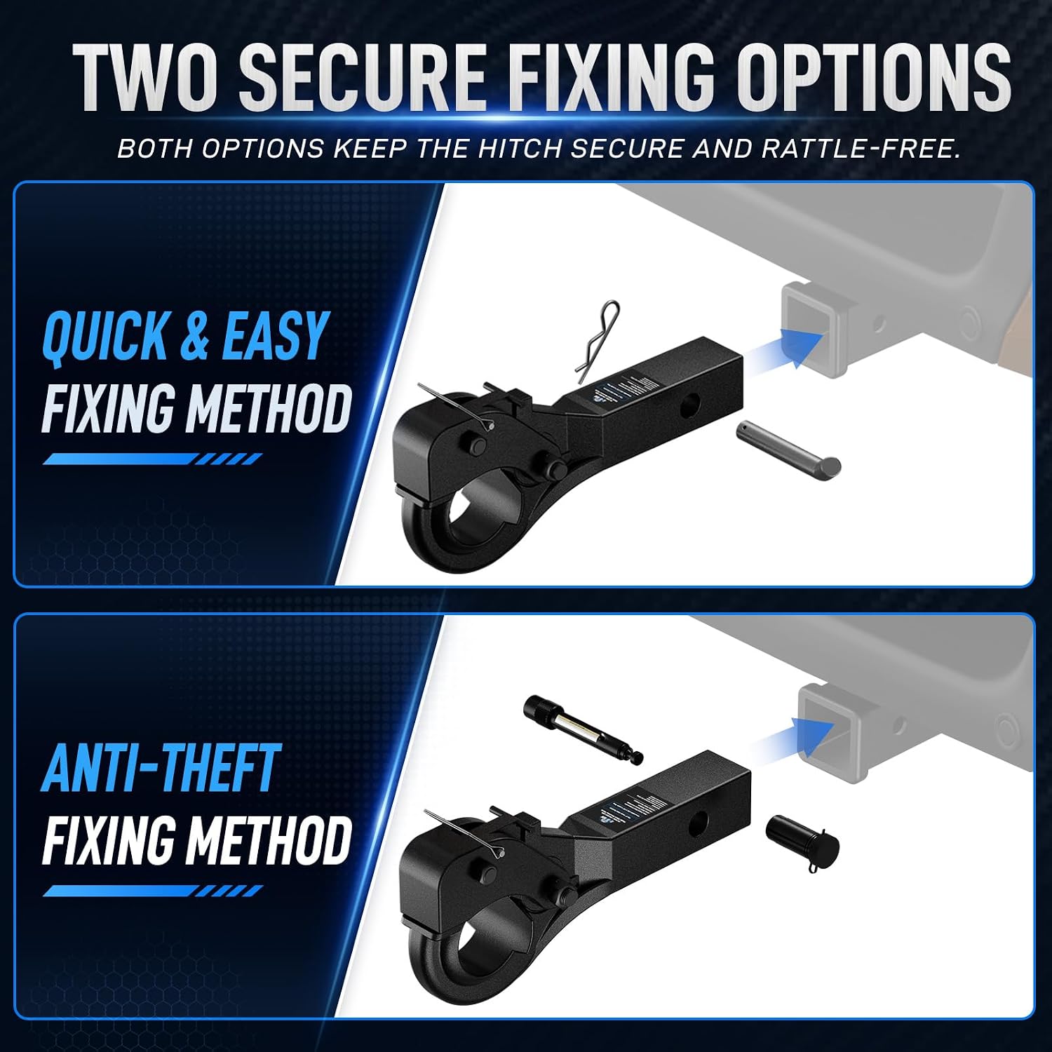 15 Ton Pintle Hitch, 2 Inch Receiver Military Grade Hook & Lock pin