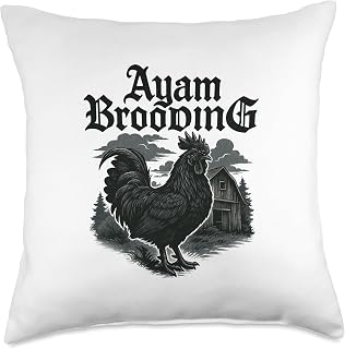 Ayam Brooding - Funny Goth Ayam Cemani Chicken Throw Pillow