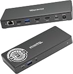 Plugable USB-C Docking Station Dual 4K 60Hz HDMI, 65W Charging, Gigabit Ethernet, 1x USB-C 5Gbps, 3X USB-A, Audio, Windows/ChromeOS, USB-C/USB4/Thunderbolt, Driverless (UD-MSTH2)