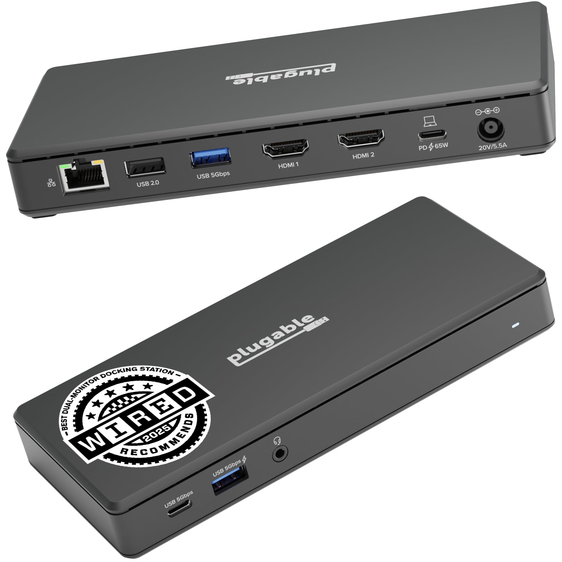 Plugable USB-C Dual 4K Monitor Docking Station with Power