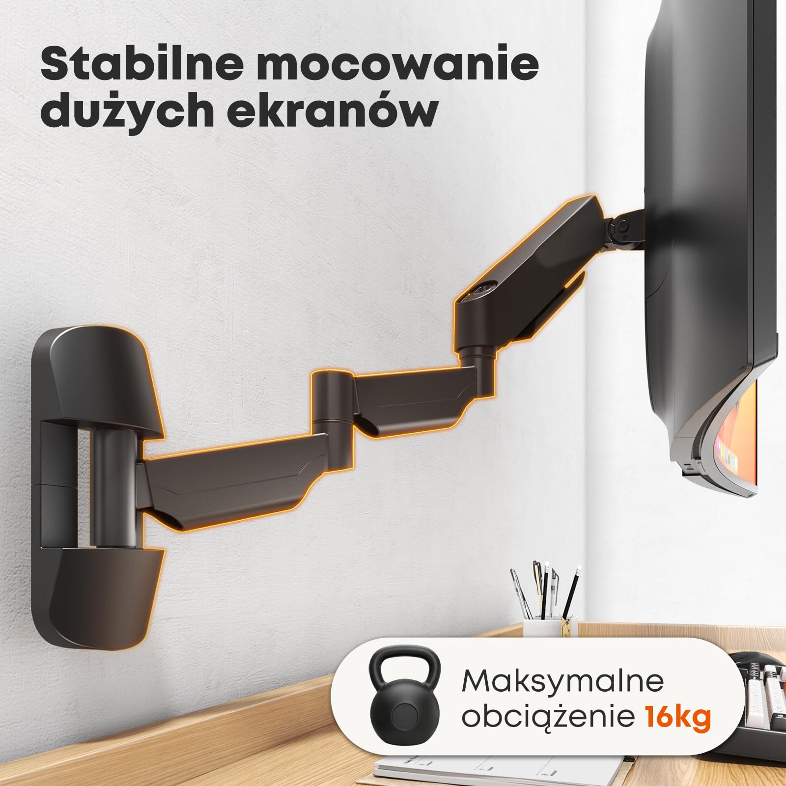 Extra Długie Ramię Ścienne do Monitora 17-45 Cali