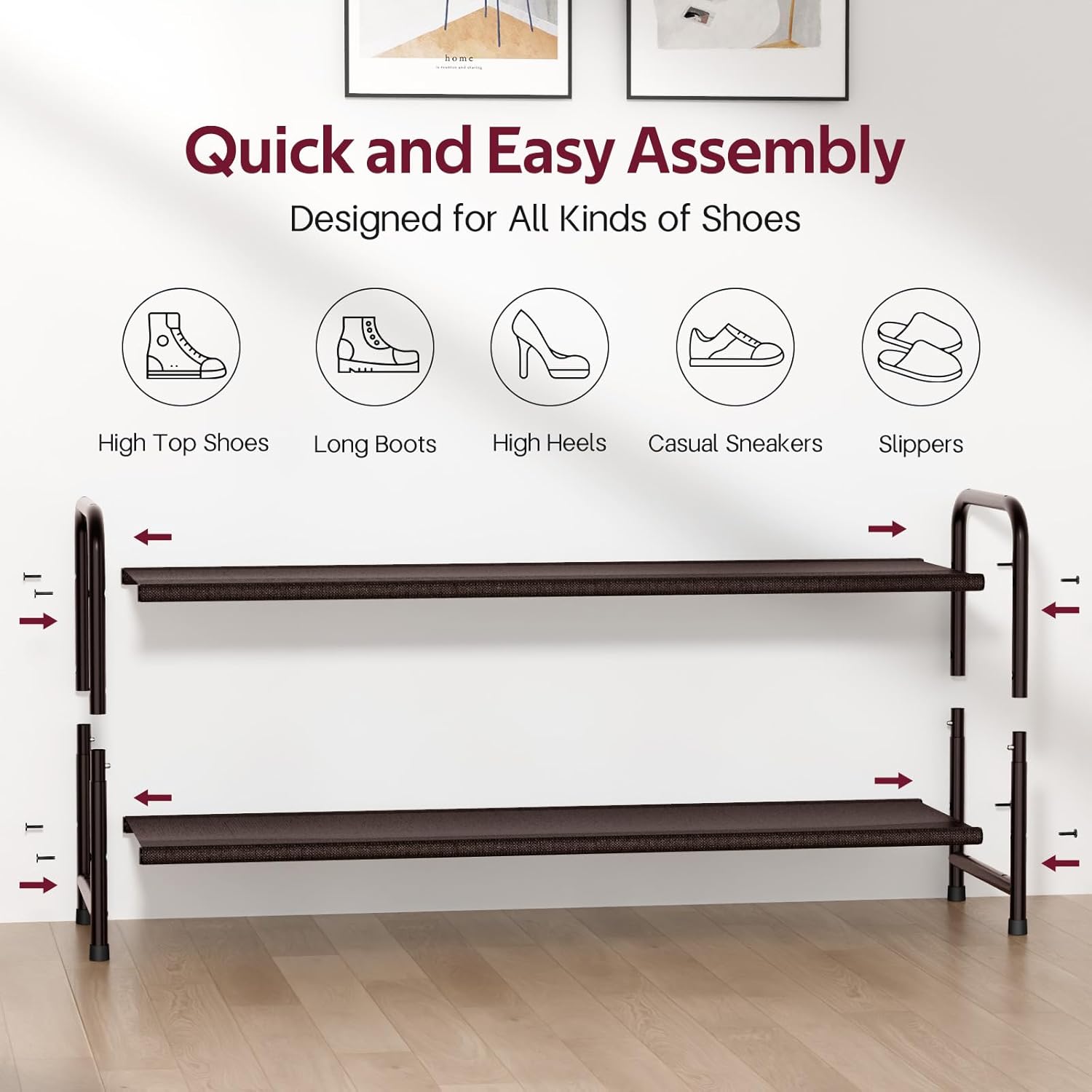 SLEEPING LAMB Short Hanging Shoe Organizer for Closet Storage & 2-Tier Shoe Rack for Closet