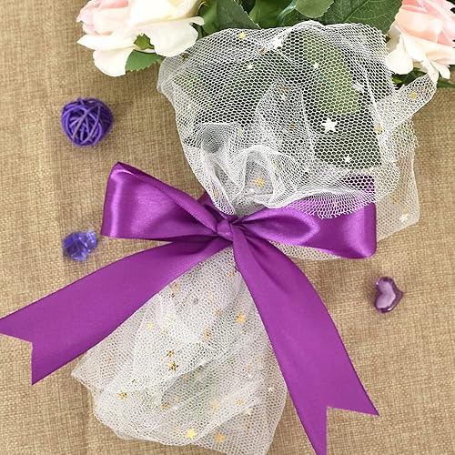 Vista 26 de TONIFUL - Listón de satén de color liso, para envolver regalos, sillas, día de San Valentín, boda, fiesta de cumpleaños, cabello, costura floral, 1