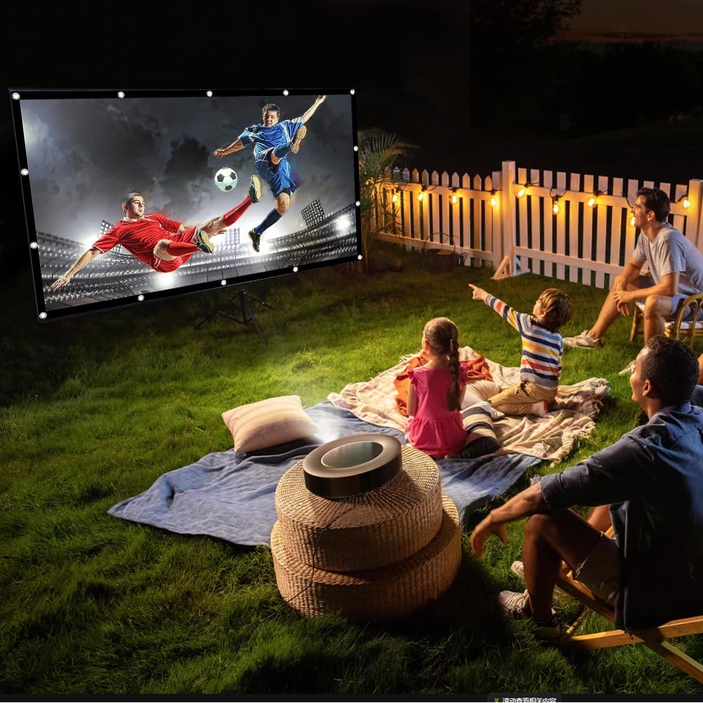 DASIAUTOEM Écran de projection pliable 100", 16:9 HD 4K, écran de projection pliable, écran portable pour la maison, les événements sportifs, l'école, les réunions, le home cinéma