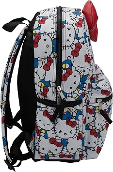 AI ACCESSORY INNOVATIONS Hello Kitty Kawaii Backpack, 16 Allover Print with 3D Iconic Hello Kitty Bow