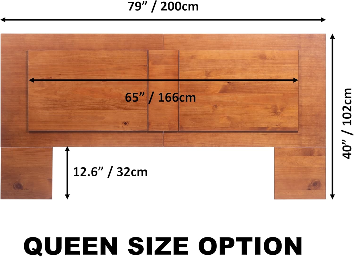 memomad Bali Headboard Flat Panel Style Wall Mounted BedHead Adjustable for 3 Different Sizes (King/Queen/Full Sizes, Caramel Brown Wood)