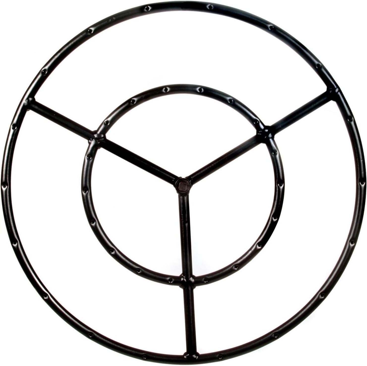 Dagan Black Fire Ring, 19 Inch Heavy-Duty Alloy Steel Round Burner with 1/2 Inch Thread Size, Modern Double Ring Burner Design for Natural Gas Fire Pits Only (DG-FR-19)