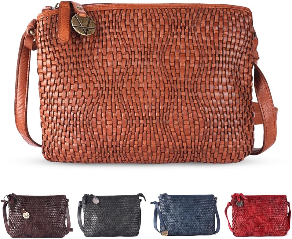 Genuine Leather Crossbody Sling Bag for Women - Trendy Casual Office Bag with Adjustable Strap