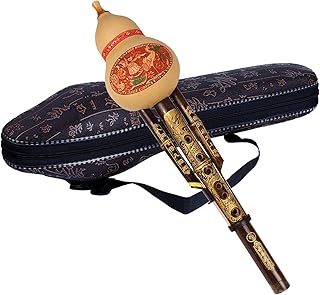 Chinese Handmade Hulusi Bamboo Gourd Cucurbit Flute Ethnic Musical Instrument for Beginner Music Lovers (Key of B flat)