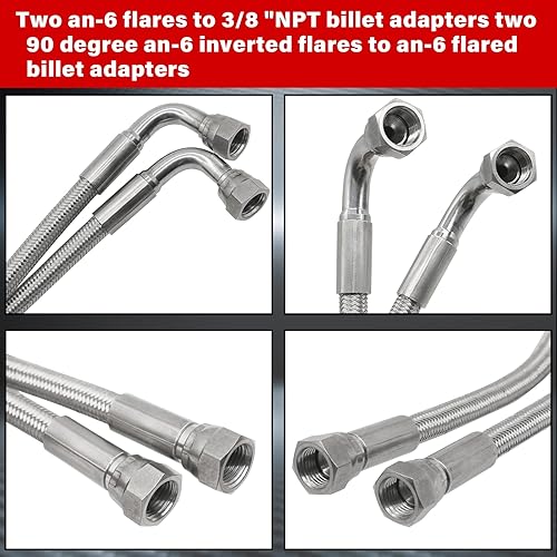 Miniatura 4 de 52 pulgadas 6AN SS trenzado transmisión líneas de manguera refrigerante, para Chevy Ford Mopar GM GMC Buick Cadillac coches y camiones reemplazar