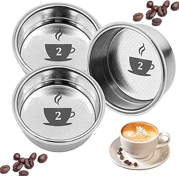 Scettar 3 Piezas 51mm 2 Tazas Filtro de Café de Acero Inoxidable Filtros Cafetera Especial Espresso Compatibles con Cafeteras Cecotec Ufesa Breville (Presurizado)