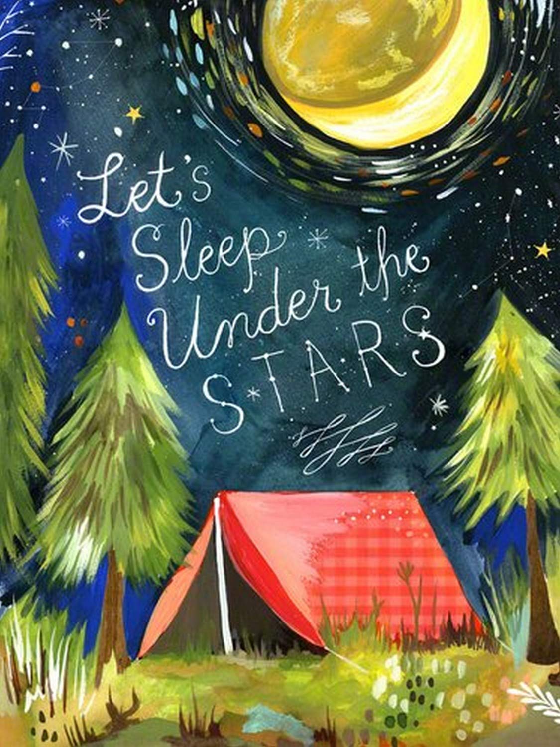 Oopsy Daisy Canvas Wall Art Let's Sleep Under The Stars by Katie Daisy, 18 by 24-Inch