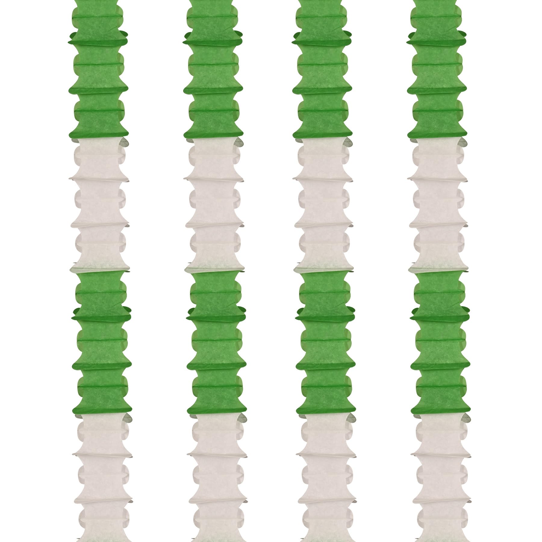 Beistle 4 Stück 35,6 cm x 11,4 cm Papier hängende Deckengirlanden Partydekorationen Fotoautomaten Hintergrund Dekor grün/weiß