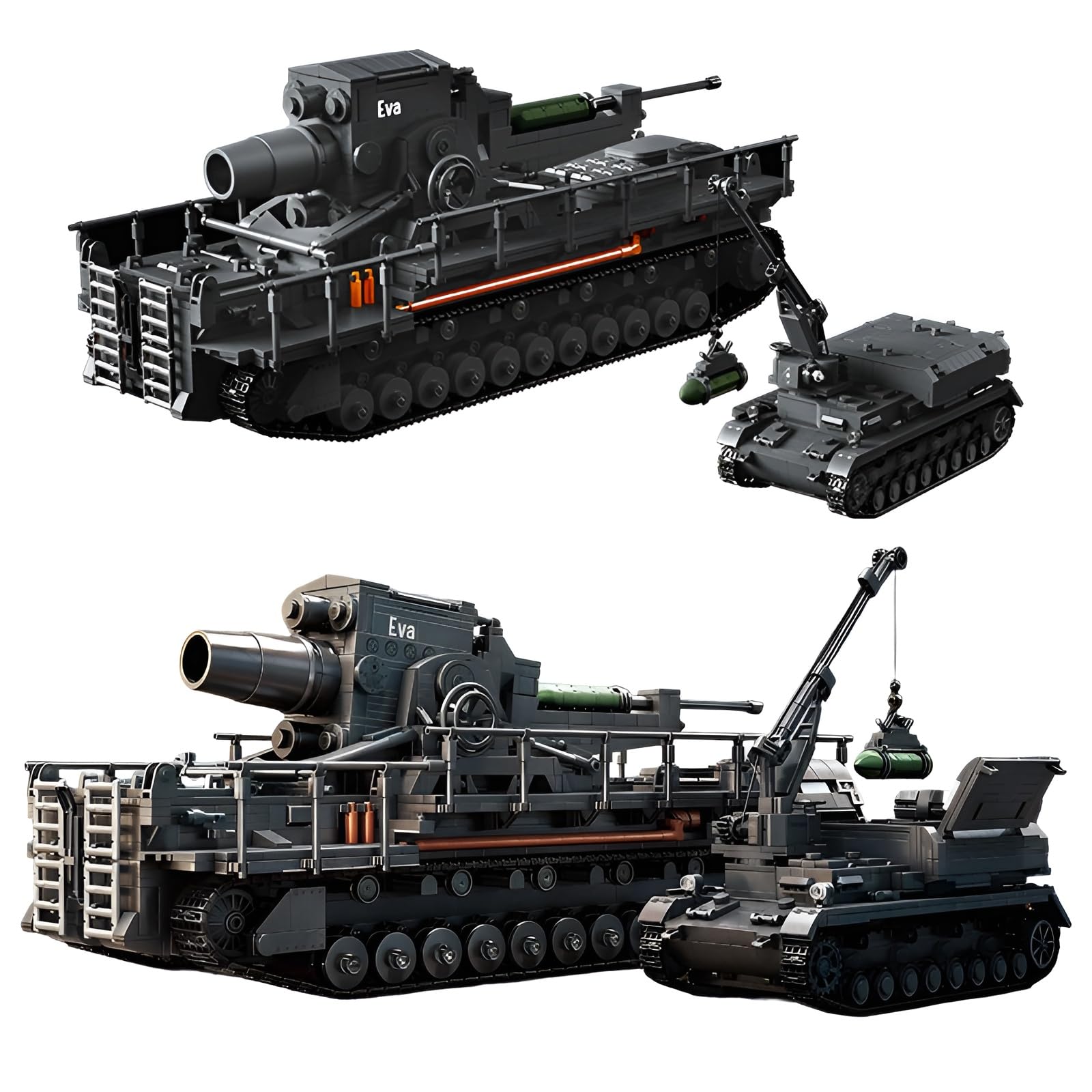 Karl Mortar and Ammunition Carrier Building Blocks Set - 4706PCS WWII German Heavy Artillery Bricks Kit, Military Tank Model, Home Decor, STEM Education Toy, Creative Gift for Adult, Teen