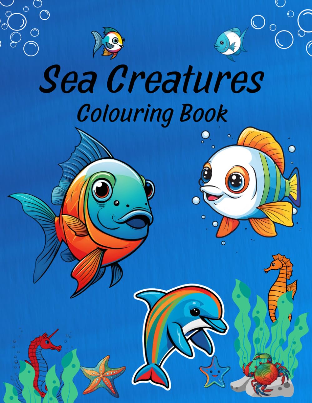 Sea Creatures Colouring Book:: 50 Sea creatures to colour , Underwater ocean life for kids, Explore the world of Dolphins, sharks, Seals, Fish, whales and more