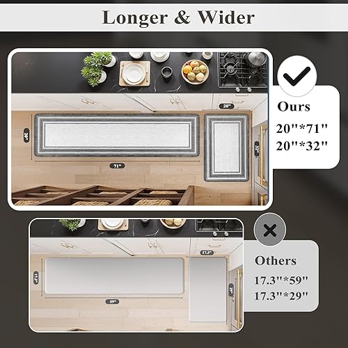 Vista 756 de KIMODE - Juego de 2 tapetes de cocina bohemios, antifatiga, antideslizantes, impermeables, ergonómicos, acolchados, cómodos, para lavandería, Caqui