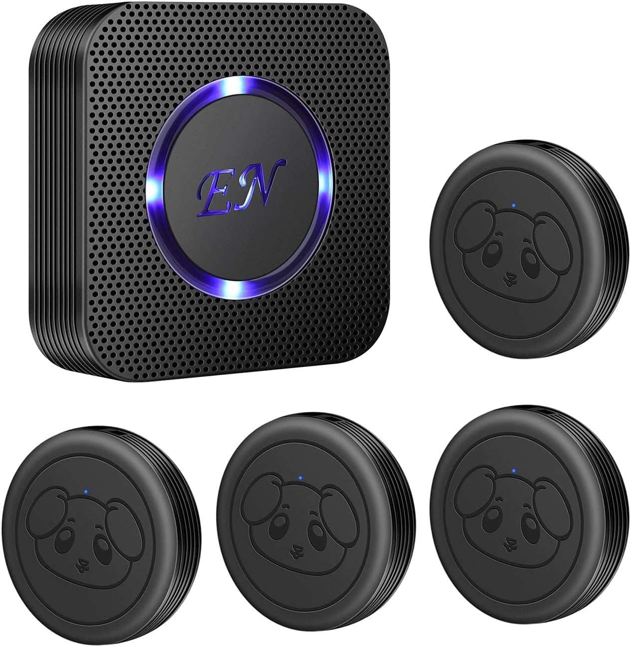 EverNary Dog Door Bell, Wireless Doggie Doorbells for Potty Training, Door Bell for Dogs to Go Outside, Dog Bells (Black, 1 Receiver 4 Transmitters)
