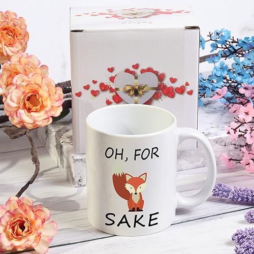 Miniatura 7 de Taza de café divertida con texto en inglés "Oh, For Fox Sake" para mujeres, jefe, amiga, empleada, zorro, tazas únicas y lindas de zorro, regalos de