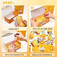 Vista 4 de Surprise Gift Box Explosion for Money, Unique Folding Bouncing Red Envelope Gift Box with Confetti, Cash Explosion Luxury for Mom Birthday Amarillo