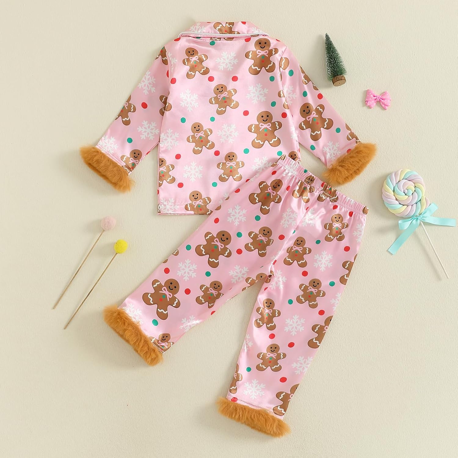 Christmas Toddler Baby Girl Boy Silk Satin Pajamas Set Button Down Pjs Kids Long Sleeve Shirt Pants Pjs Sleepwear - Image 7