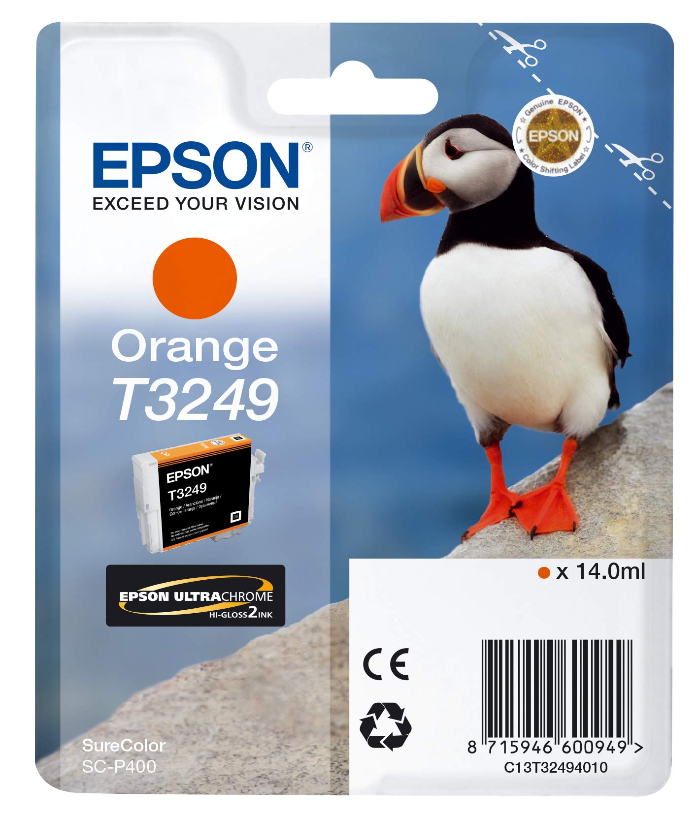 Original Epson T3249 Orange Ink Cartridge (C13T32494010)