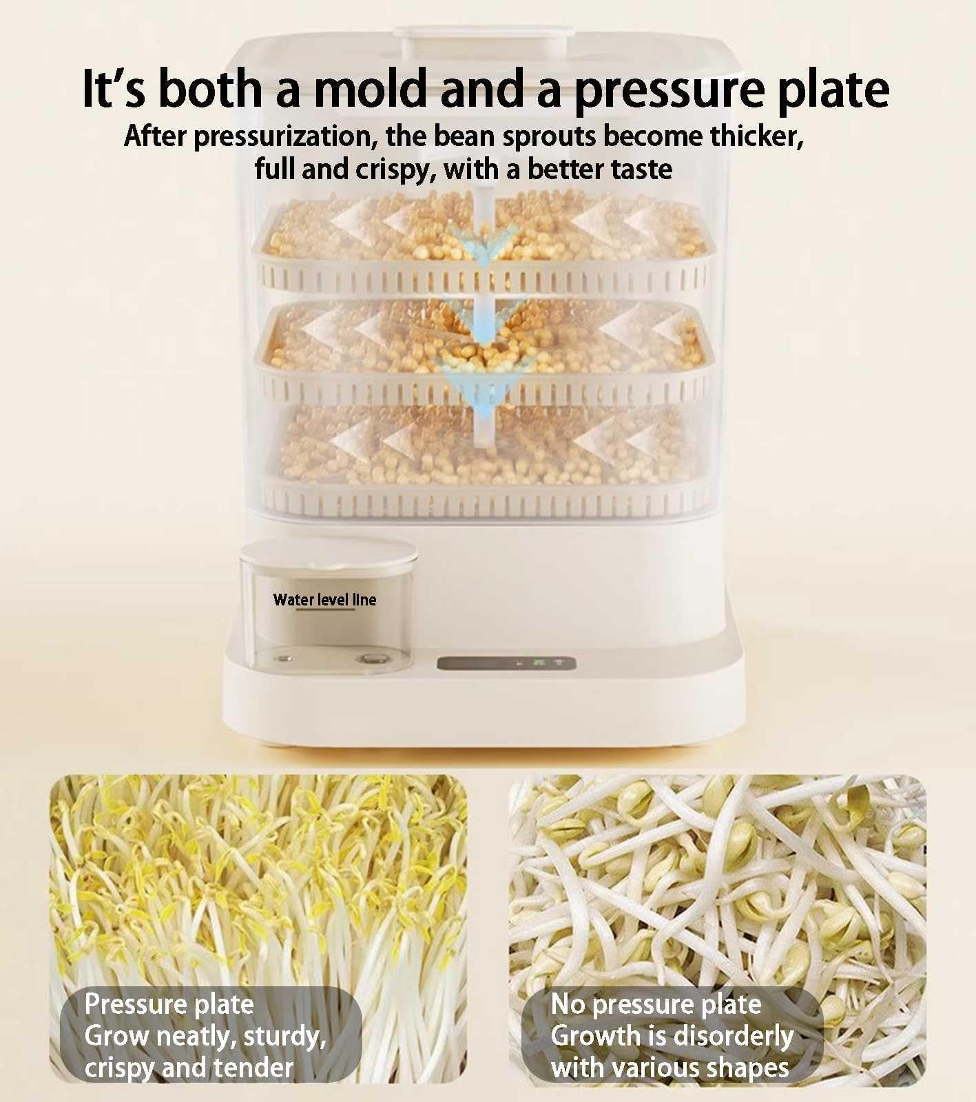 Germoir Automatique pour la Culture de Haricots, 3 Couches, Appareil Intelligent pour la Maison, avec réservoir d'eau de 1,5 L, pulvérisation automati