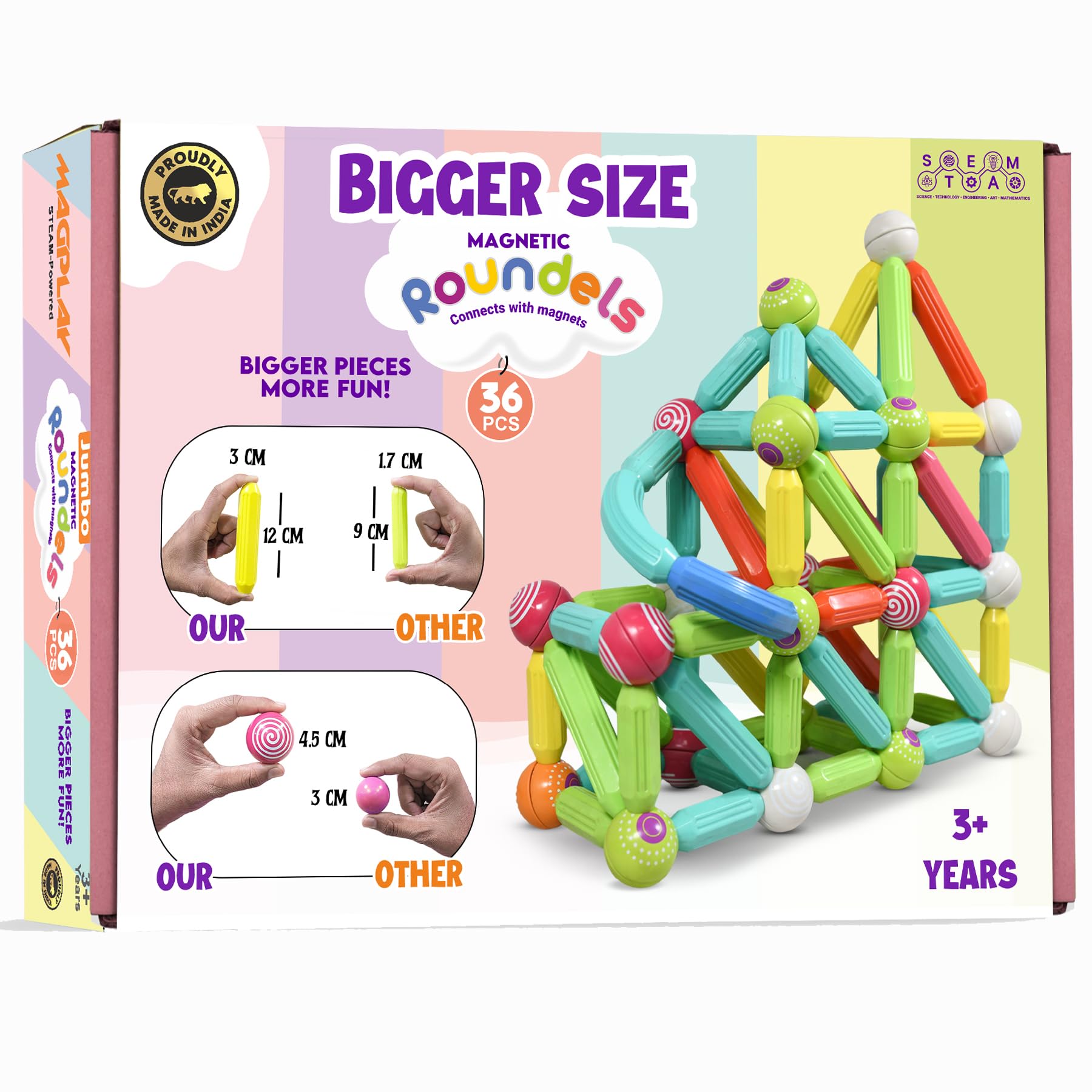ToyDen 36 Pieces Big Size Magnetic Sticks Building Blocks Set for Kids Age 3+ - Creative and Educational Construction Toy for Boys and Girls, Includes Magnetic Balls, Safe and Durable, STEM Learning (B0CT8XSDQD) Amazon Price History, Amazon Price Tracker