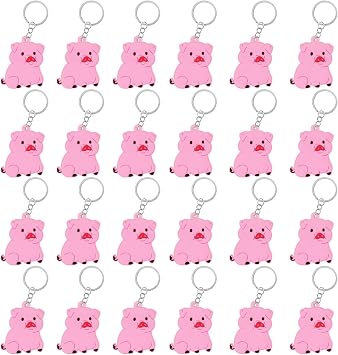 CiciBear 24 Pack Pink Pig Keychains Party Decoration for Guests, Pink Pig Themed Party, Baby Shower, School Party, Kids Birthday