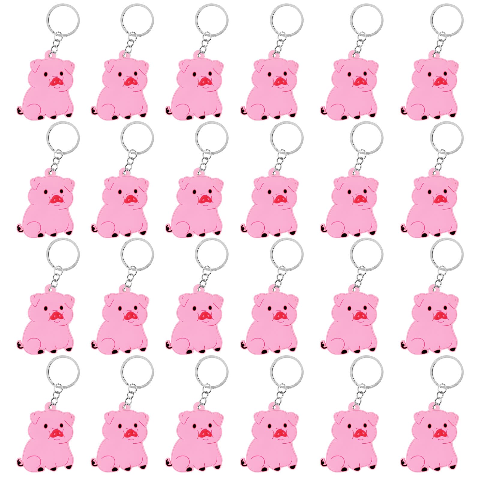 CiciBearCiciBear 24 Pack Pink Pig Keychains Party Decoration for Guests, Pink Pig Themed Party, Baby Shower, School Party, Kids Birthday