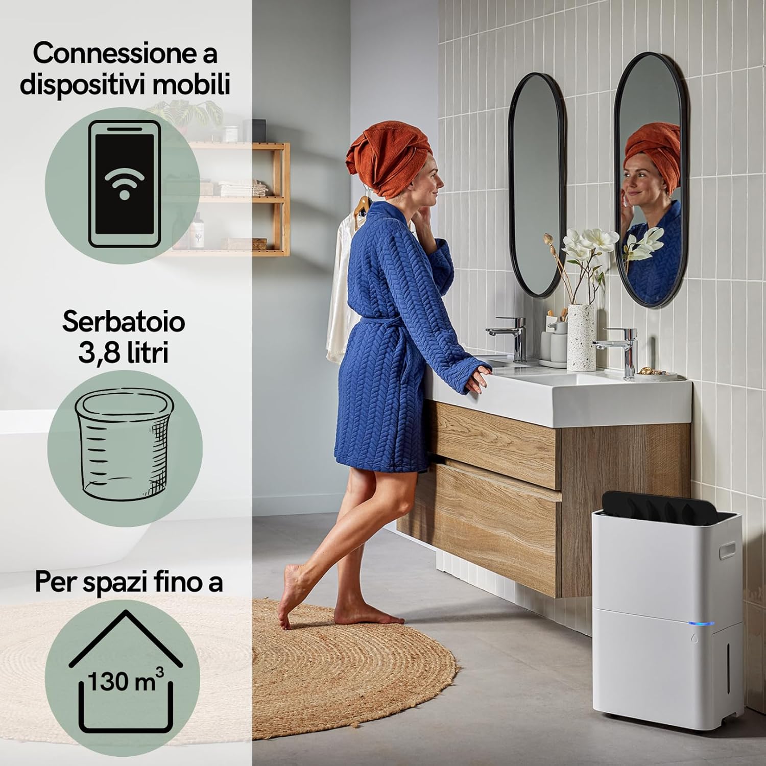 طرف view of the Qlima D 820 A SMART Dehumidifier