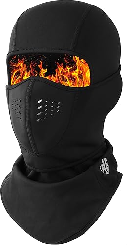 WTACTFUL Balaclava Ski Mask for Men Neoprene Fleece Face Mask Men Cover for Women Cold Weather Winter Warm Breathable Windproof Thermal Ski Masks for Skiing Snowboarding Snowmobile Motorcycle Black