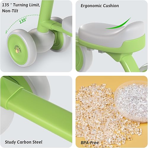 Miniatura 6 de RONSTONE Bicicleta de equilibrio para bebés de 1 año y niños  Bicicleta de equilibrio para niños de 12 a 24 meses con lámpara de noche  4 ruedas