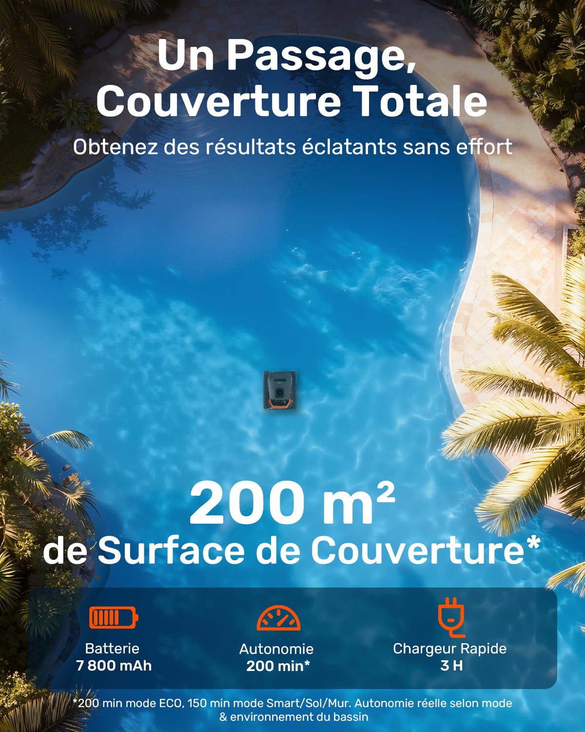 (2026 Nouveau) Gosvor LiteVac G1 Robot Piscine Fond et Parois, 6,9 kg Ultra Léger, Jusqu’à 200 Min d’Autonomie, Double Filtration, Navigation Intelligente & App, pour Piscines Jusqu’à 200 m²
