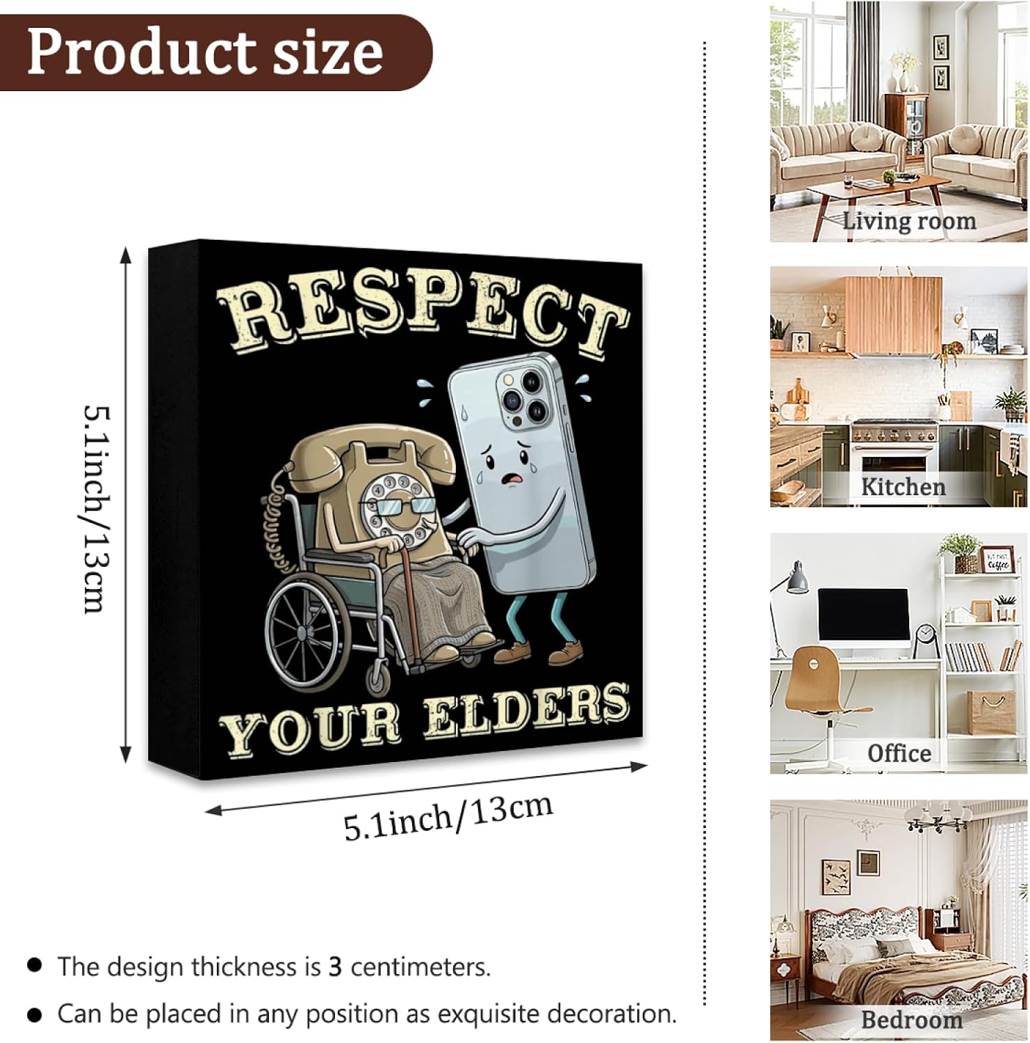 Respect Your Elders Retro Smartphone Technology Humor Creative Model Table Ornament Creative Decorative Items Artistic Craft for Home Desk Decor & Gifting image 5